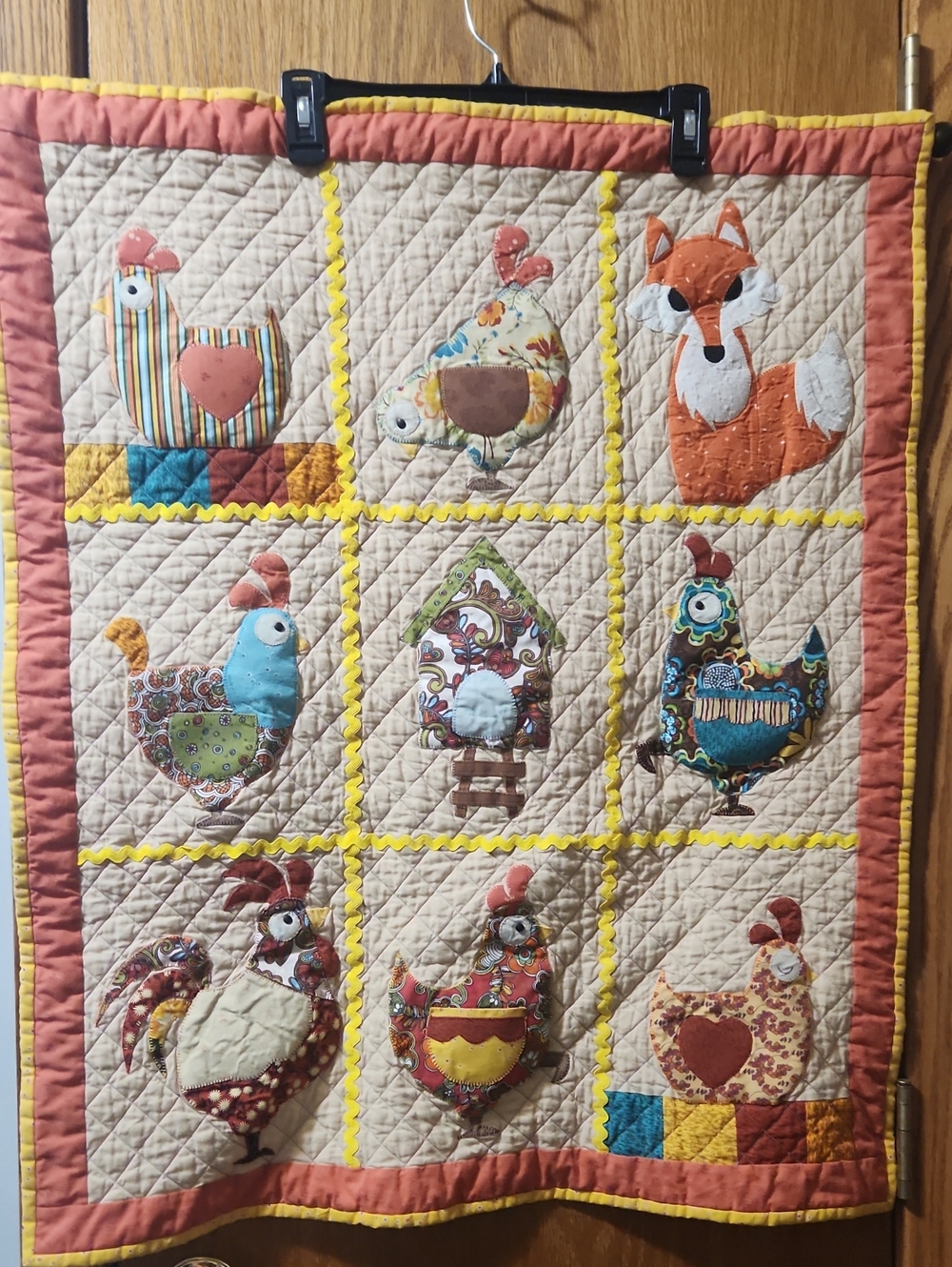 Handmade "Hen House" Applique Wall Hanging Quilt